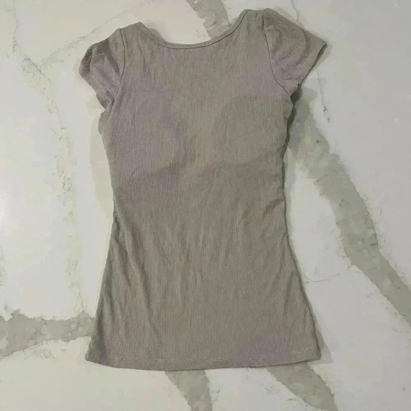 Klassy Network Henley T Shirt Brami Beige Ribbed Short Sleeve Women’s Size XXS - Picture 4 of 6